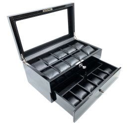 Cutie 16 Ceasuri si Butoni Lux Black Wood