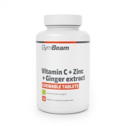 GymBeam Tablete masticabile de Vitamina C + zinc + extract de ghimbir 90 tab.