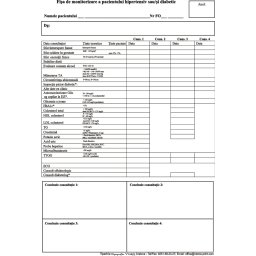 Fisa de monitorizare a pacientului hipertensiv si/sau diabetic