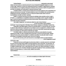 Nota de informare cu privire la datele personale medic de familie