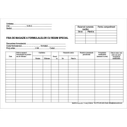 Fisa de magazie a formularelor cu regim special Duplex