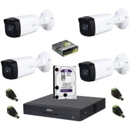 Sistem complet de supraveghere Dahua DH-4CEXT80M-5MPS HDCVI cu 4 camere de exterior de 5MP