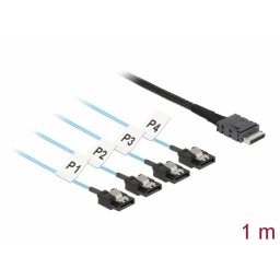 Cablu OCuLink SFF-8611 la 4 x SATA 7 pini 1m, Delock 85829