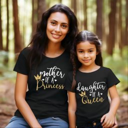 Set tricouri personalizate pentru mama si fiica mother of a Princess, daughter of a Queen