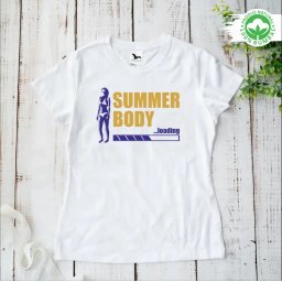 Tricou personalizat: summer body... loading , text auriu