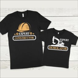 Set tricouri personalizate pentru tata si fiu Expert Constructor, Expert Demolator