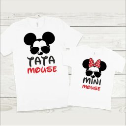 Set tricouri personalizate pentru tata si fiica Tata Mouse, Mini Mouse