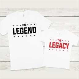 Set tricouri personalizate pentru tata si fiica The Legend, The Legacy