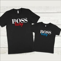 Set tricouri personalizate pentru mama si fiu Boss lady, Boss baby