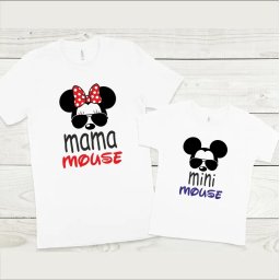 Set tricouri personalizate pentru mama si fiu mama mouse, mini mouse