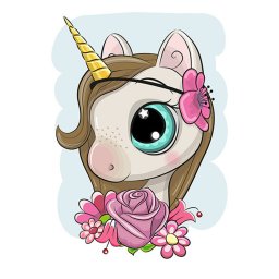 Set goblen cu diamante, cu sasiu, Unicorn Baby, 20x30 cm