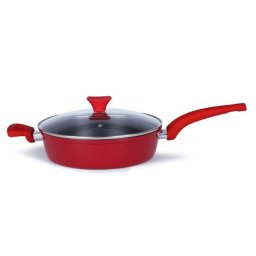 Tigaie rosie cu capac MEP131R, diametru 26 cm
