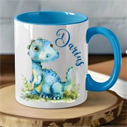 Cana Personalizata cu Nume Dinozaur Albastru