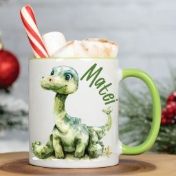 Cana Personalizata cu Nume Dinozaur Verde