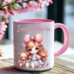 Cana Personalizata cu Nume Fetita cu Ursulet