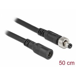 Cablu prelungitor DC 5.5 x 2.1 mm insurubabil T-M 0.5m, Delock 86570