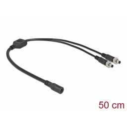 Splitter DC 5.5 x 2.1 mm 1 mama > 2 x tata insurubabil 0.5m, Delock 86571