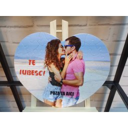 Puzzle personalizat, forma de inima, 50 piese