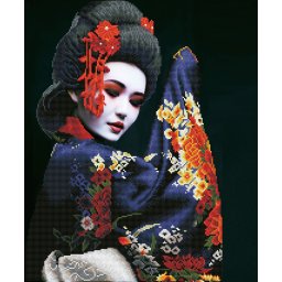 Set goblen cu diamante, fara sasiu, Frumoasa din Kyoto, 50x60 cm