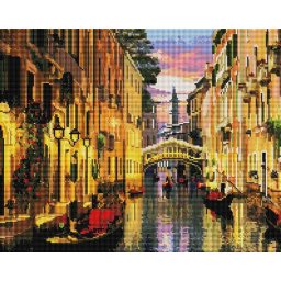 Set goblen cu diamante, cu sasiu, Seara in Venetia, 40x50 cm