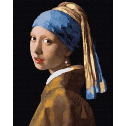 Set pictura pe numere, cu sasiu, Fata cu cercel de perla - Vermeer, 40x50 cm
