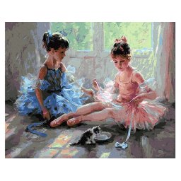 Set pictura pe numere, cu sasiu, Micutele Balerine, 40x50 cm