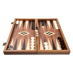 Set joc table backgammon Walnut with Black Oak points 38 x 38 cm