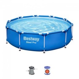 Piscina structura metalica, rotunda, cu pompa filtrare, albastru, 305x76 cm, Bestway Steel Pro