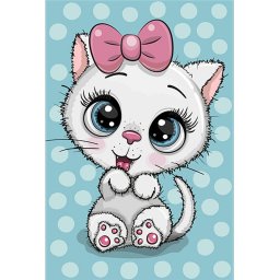 Set goblen cu diamante, cu sasiu, Pisicuta Dragalasa, 20x30 cm