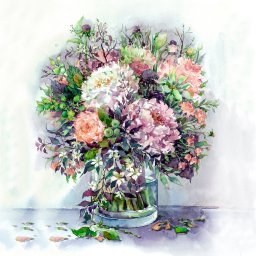 Set pictura pe numere, cu sasiu, Bujori in vaza 2, 40x50 cm