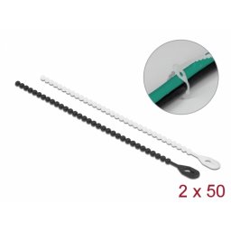 Set 100 buc bride tip perla reutilizabile 180 x 3.6 mm Alb/Negru, Delock 19507