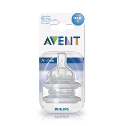Tetina Clasic Airflex cu 3 orificii pentru bebelusi +3 luni Philips Avent 2buc
