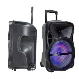 Boxa Portabila Reincarcabila 50W, Microfon cu Fir+Microfon fara Fir, Control RF RGB, 15 inch