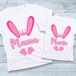 Set tricouri personalizate pentru mama si fiica Bunny Princess