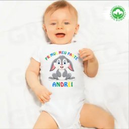 Body pentru bebe personalizat cu nume model Primul meu paste iepure