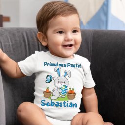 Body bebe personalizat Primul meu Paste model iepuras coconas