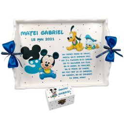 Set Tavita Mot (turta), Baby Michey si Goofy, aniversare 1 an, 2 piese, personalizat, DSPH1621