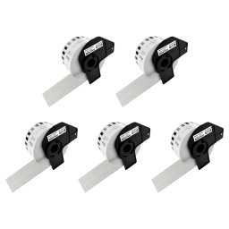 Set 5 role etichete continue compatibile Brother DK-22225, 38 mm 30,48 m, pentru organizare, identificare si etichetare profesionala
