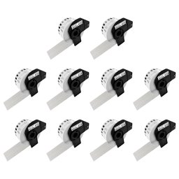 Set 10 role etichete continue compatibile Brother DK-22225, 38 mm 30,48 m, pentru organizare, identificare si etichetare profesionala