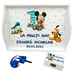Set Tavita Mot (turta), Baby Mickey si Donald, aniversare 1 an, 2 piese, personalizat, DSPH1628