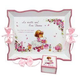 Set Tavita Mot (turta), fetita, aniversare 1 an, 2 piese, personalizat, DSPH1625