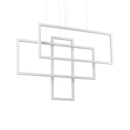 Suspensie living Frame 253589, 93W LED, 9600 lumeni, L:103cm H:120 cm, albă
