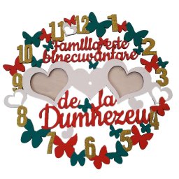 Ceas perete, Familia este binecuvantare de la Dumnezeu, 40 cm diametru - FEIS1616