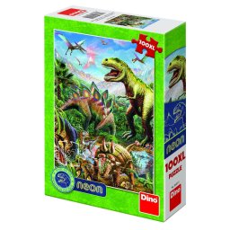 Puzzle XL Dino Toys Lumea dinozaurilor neon 100 piese