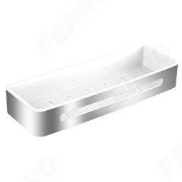 Etajera dus mare Yacore, alb/inox