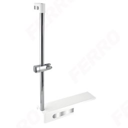 Suport dus cu bara culisanta si etajera Yacore, alb/inox