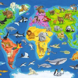 Puzzle Ravensburger harta lumii cu animale 30 piese