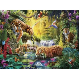 Puzzle Ravensburger Iaz cu tigri 1500