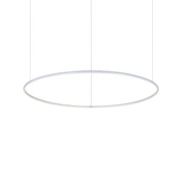 Lustră rotundă LED Hulahoop 258751 albă, D:100,5 cm, 50W, 3000K - lumina caldă, H min 17 / max 212 cm