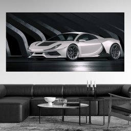 Tablou Canvas Masina Alba Concept Futurist ADC39 (Dimensiune LxH: 100x50cm)